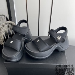 샤넬 CC 로고 플랫폼 샌들 벨크로 여성 샌들
