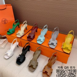 에르메스 산토리니 샌들 여성 레더 스트랩 슈즈